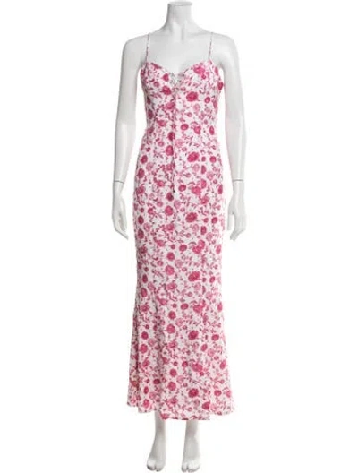 Pre-owned Significant Other Floral Print Long Dress W/ Tags In Neutrals