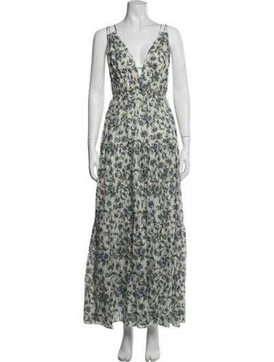 Pre-owned Significant Other Floral Print Long Dress W/ Tags In Neutrals
