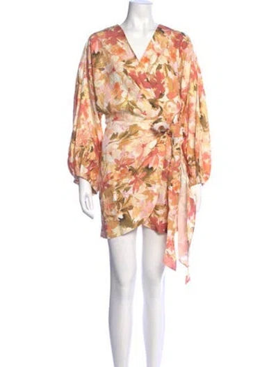 Pre-owned Significant Other Floral Print Long Dress W/ Tags In Orange