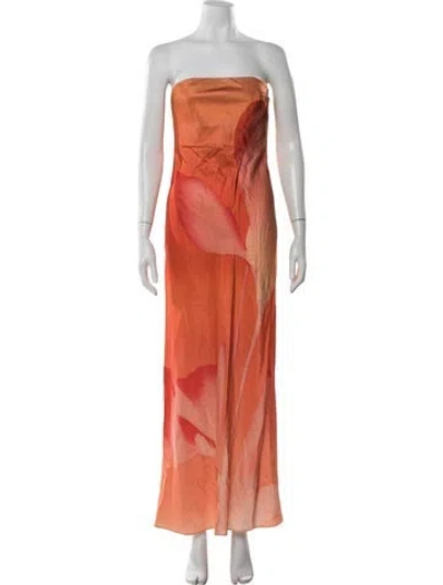 Pre-owned Significant Other Floral Print Long Dress W/ Tags In Orange