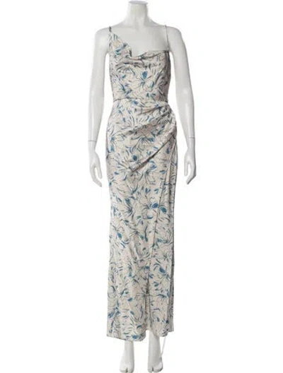 Pre-owned Significant Other Floral Print Long Dress In White
