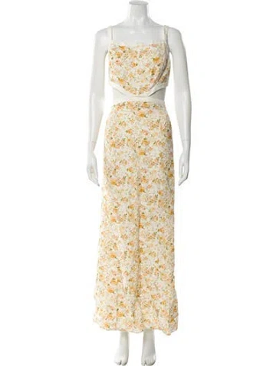 Pre-owned Significant Other Floral Print Long Dress In Yellow