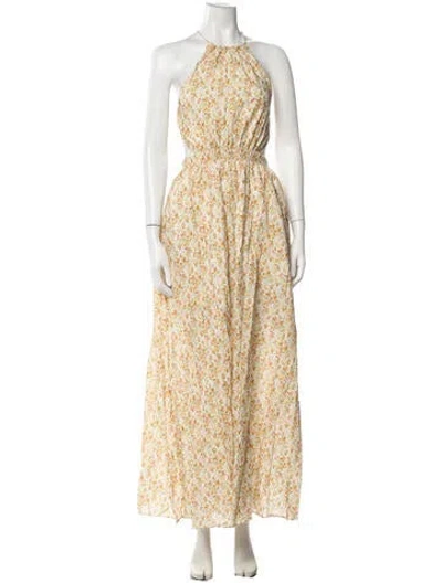 Pre-owned Significant Other Floral Print Long Dress In Yellow