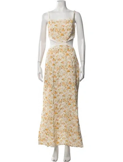 Pre-owned Significant Other Floral Print Long Dress In Yellow