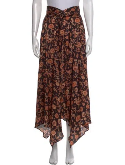 Pre-owned Significant Other Floral Print Long Skirt In Black