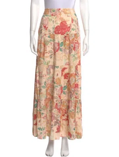 Pre-owned Significant Other Floral Print Long Skirt In Orange
