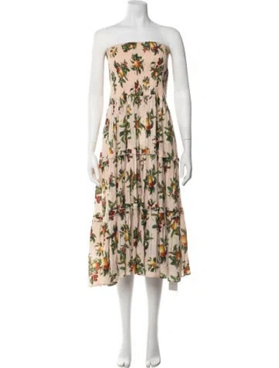 Pre-owned Significant Other Floral Print Midi Length Dress In Green/pink