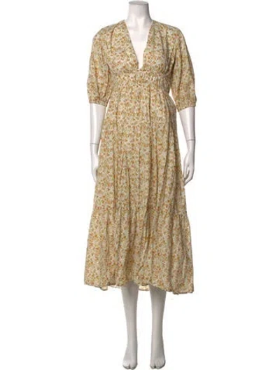 Pre-owned Significant Other Floral Print Midi Length Dress In Orange