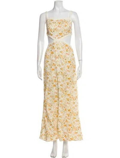 Pre-owned Significant Other Floral Print Midi Length Dress In Yellow