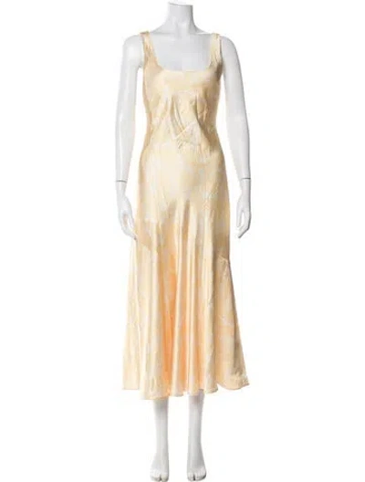 Pre-owned Significant Other Floral Print Midi Length Dress In Yellow
