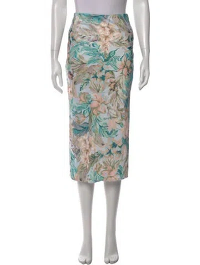 Pre-owned Significant Other Floral Print Midi Length Skirt In Blue