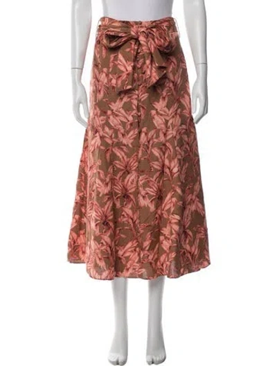 Pre-owned Significant Other Floral Print Midi Length Skirt In Neutral