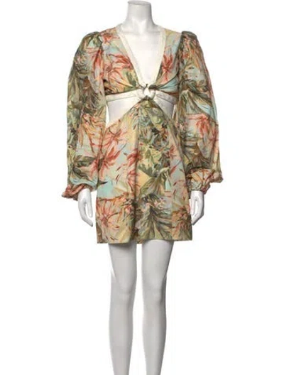 Pre-owned Significant Other Floral Print Mini Dress In Green