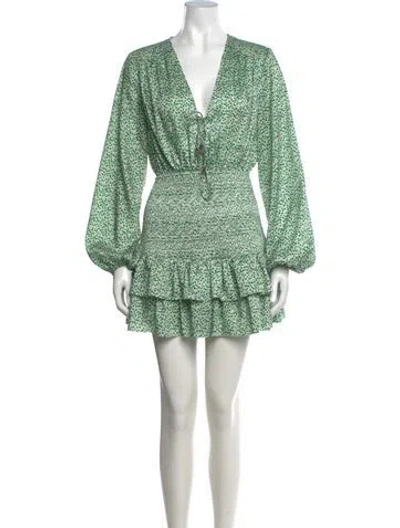 Pre-owned Significant Other Floral Print Mini Dress In Green/white