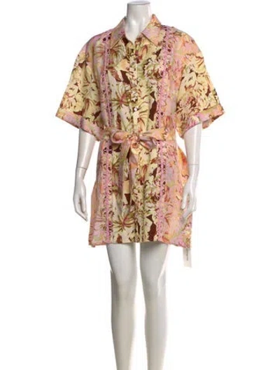 Pre-owned Significant Other Floral Print Mini Dress In Neutral