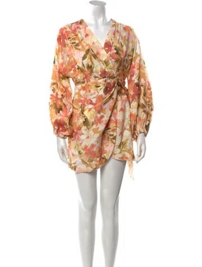 Pre-owned Significant Other Floral Print Mini Dress In Orange