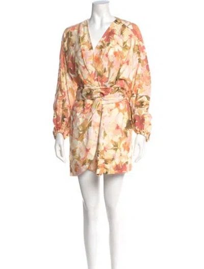 Pre-owned Significant Other Floral Print Mini Dress In Orange