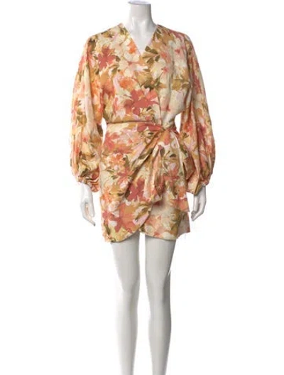 Pre-owned Significant Other Floral Print Mini Dress In Orange