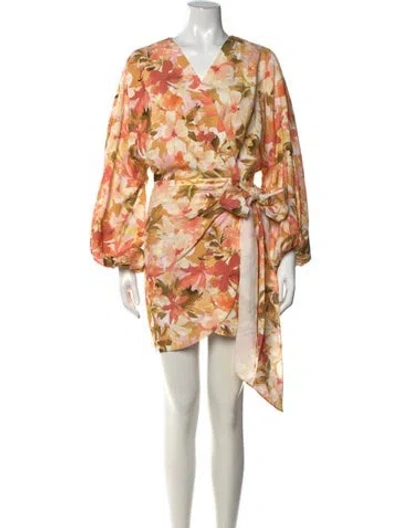 Pre-owned Significant Other Floral Print Mini Dress In Orange
