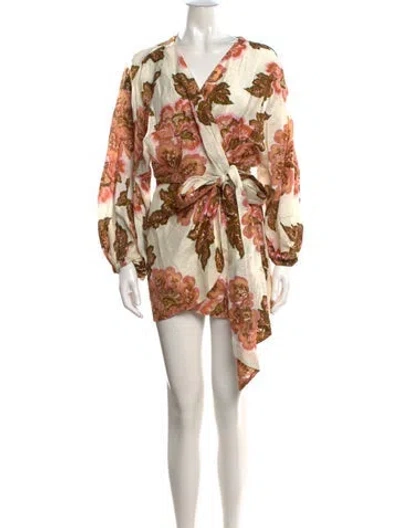Pre-owned Significant Other Floral Print Mini Dress In Orange
