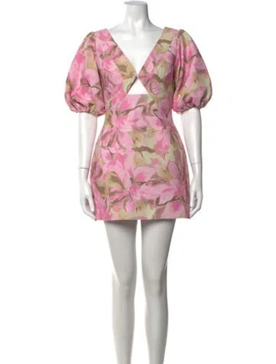 Pre-owned Significant Other Floral Print Mini Dress In Pink