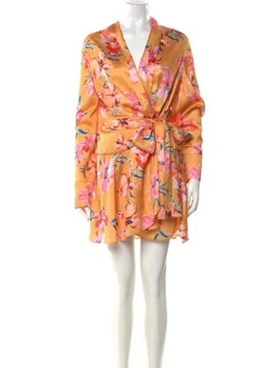 Pre-owned Significant Other Floral Print Mini Dress W/ Tags In Orange