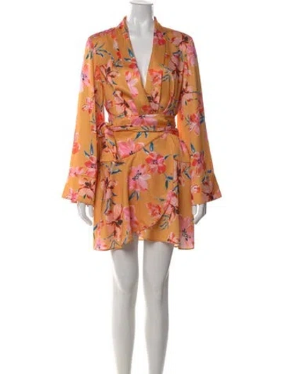 Pre-owned Significant Other Floral Print Mini Dress W/ Tags In Orange