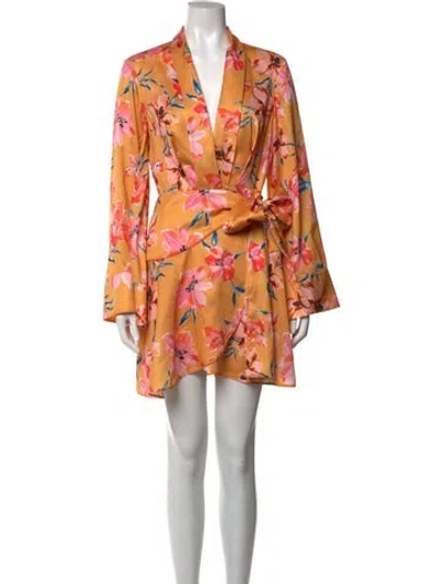 Pre-owned Significant Other Floral Print Mini Dress W/ Tags In Orange