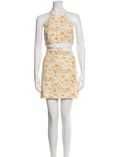 Pre-owned Significant Other Floral Print Mini Dress In Yellow