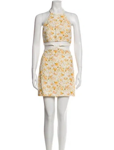 Pre-owned Significant Other Floral Print Mini Dress In Yellow