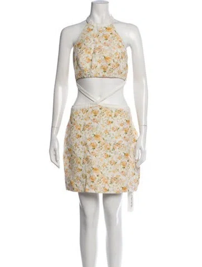 Pre-owned Significant Other Floral Print Mini Dress In Yellow