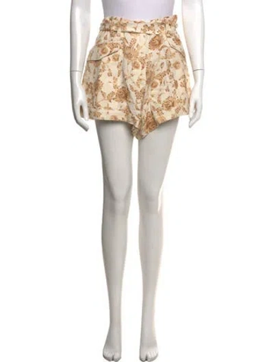 Pre-owned Significant Other Floral Print Mini Shorts In Neutral