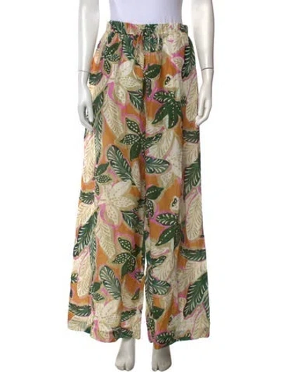 Pre-owned Significant Other Floral Print Wide Leg Pants In Green