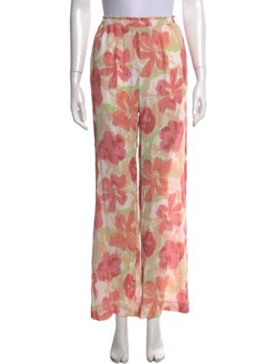 Pre-owned Significant Other Floral Print Wide Leg Pants In Pink