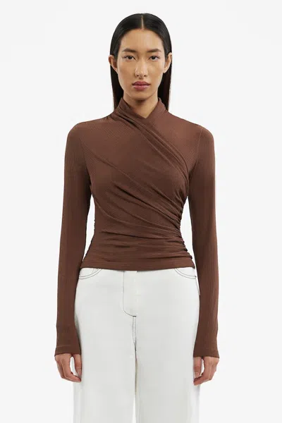 Significant Other Gabriana Long Sleeve Top In Brown