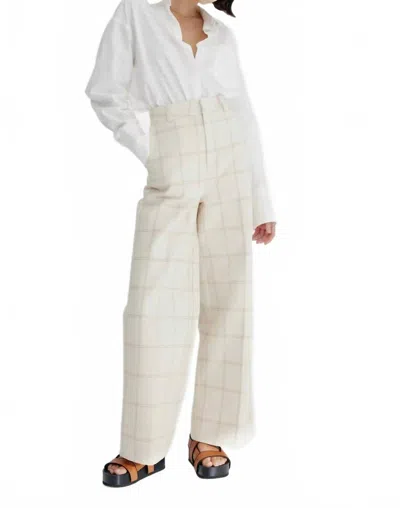 Significant Other Georgia Check High Waist Trouser Pant In Almond Check In White