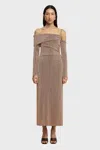 Significant Other Gia Long Sleeve Midi Dress In Brown