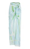 Significant Other Giorgie Linen-blend Sarong Skirt In Blue
