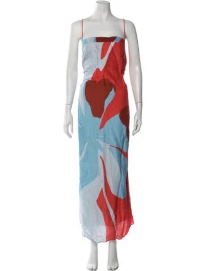 Pre-owned Significant Other Graphic Print Long Dress In Blue