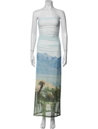 Pre-owned Significant Other Graphic Print Long Dress In Green