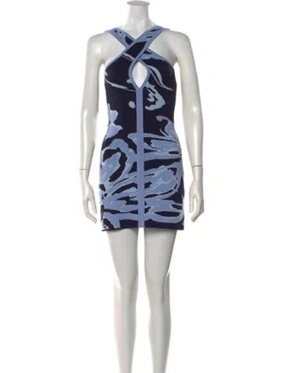 Pre-owned Significant Other Graphic Print Mini Dress In Blue