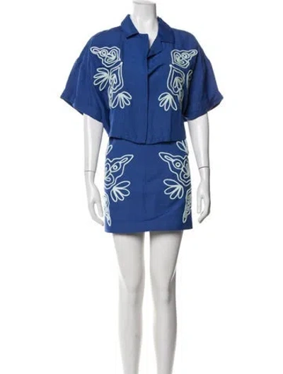 Pre-owned Significant Other Graphic Print Skirt Set W/ Tags In Blue
