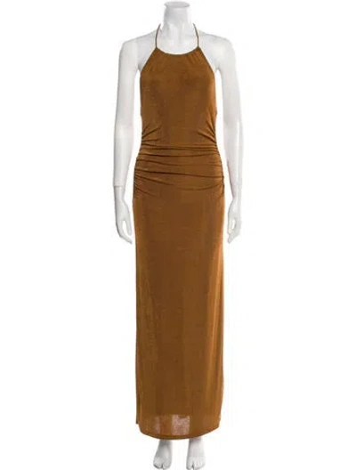 Pre-owned Significant Other Halterneck Long Dress In Brown