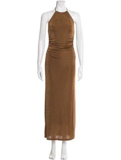 Pre-owned Significant Other Halterneck Long Dress In Brown