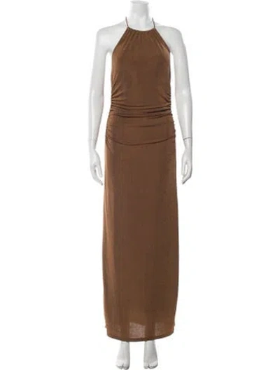 Pre-owned Significant Other Halterneck Long Dress In Brown