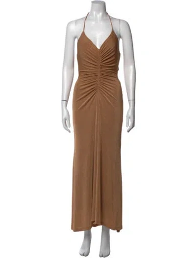 Pre-owned Significant Other Halterneck Long Dress In Brown/metallic