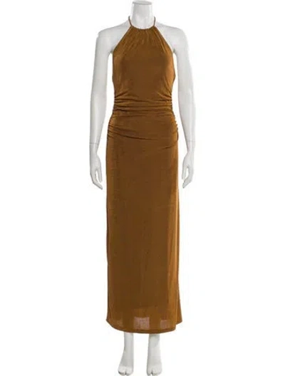 Pre-owned Significant Other Halterneck Long Dress In Gold