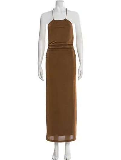 Pre-owned Significant Other Halterneck Long Dress In Gold