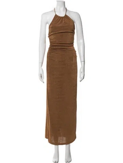 Pre-owned Significant Other Halterneck Long Dress In Gold