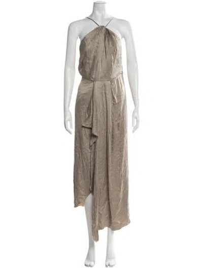Pre-owned Significant Other Halterneck Long Dress In Neutral